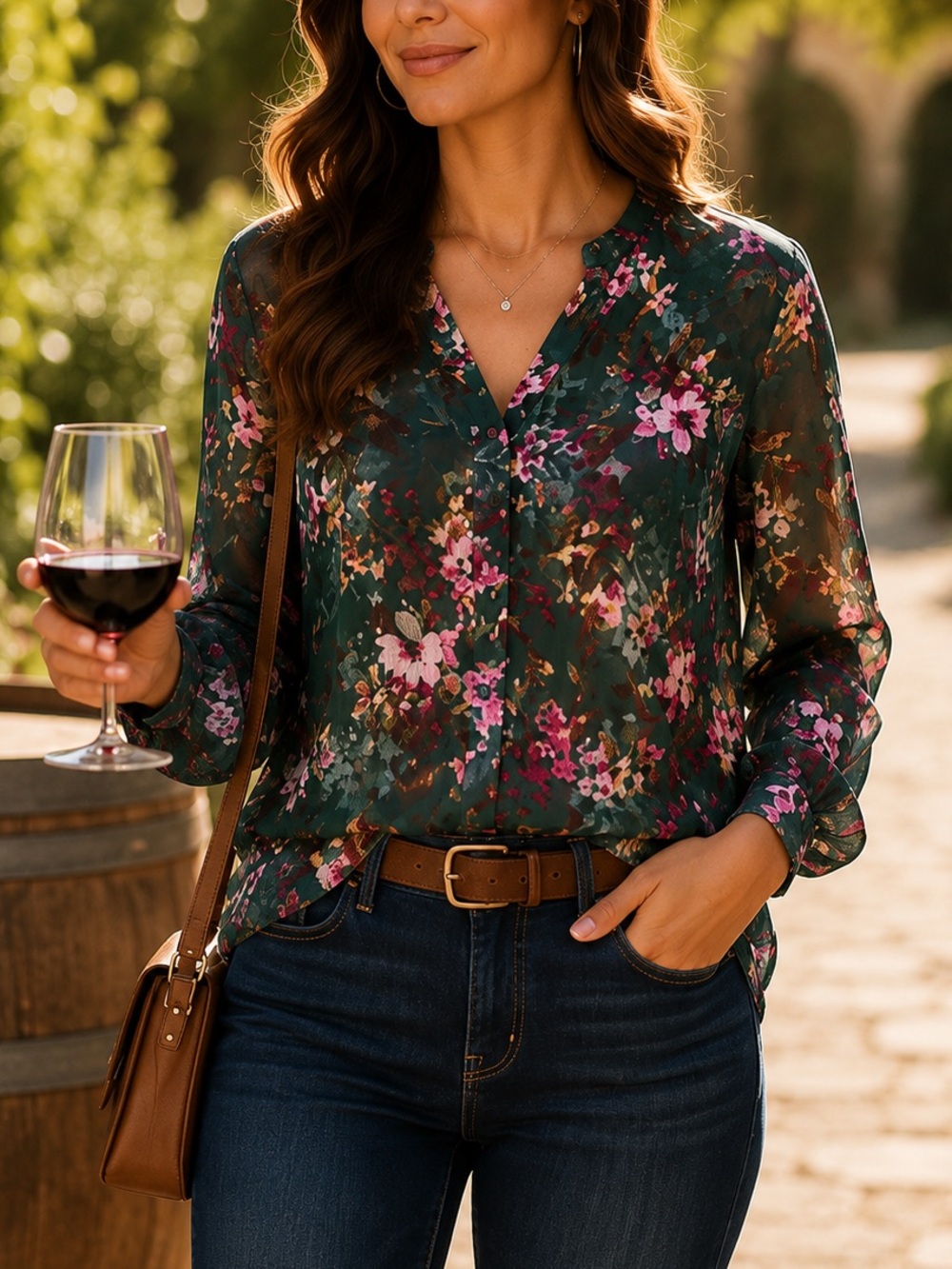 KUT From The Kloth Green Floral Sheer Boho Blouse XL